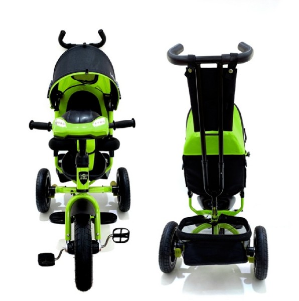 Велосипед 3 колесный – Lexus trike, цвет зеленый, надувные колеса 12 и 10 дюйм, светомузыкальная панель  