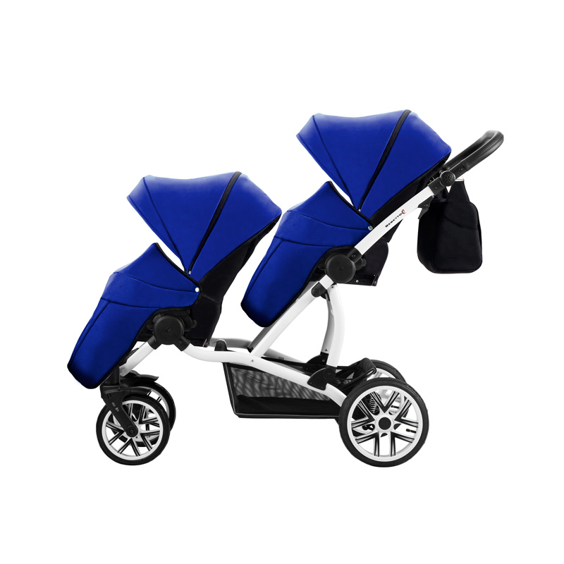 Детская прогулочная коляска Bebetto42 Sport для двойни, серо-черная, шасси белая/BIA  