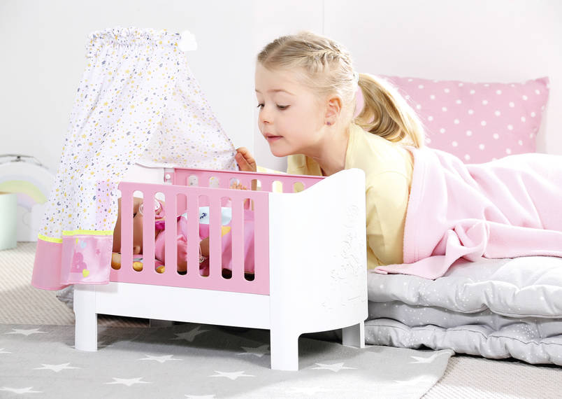Кроватка для кукол Baby born, с балдахином и постельным бельем  