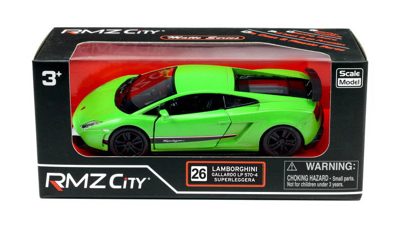 Металлическая инерционная машина RMZ City - Lamborghini Gallardo Superleggera, 1:32, зеленый матовый  