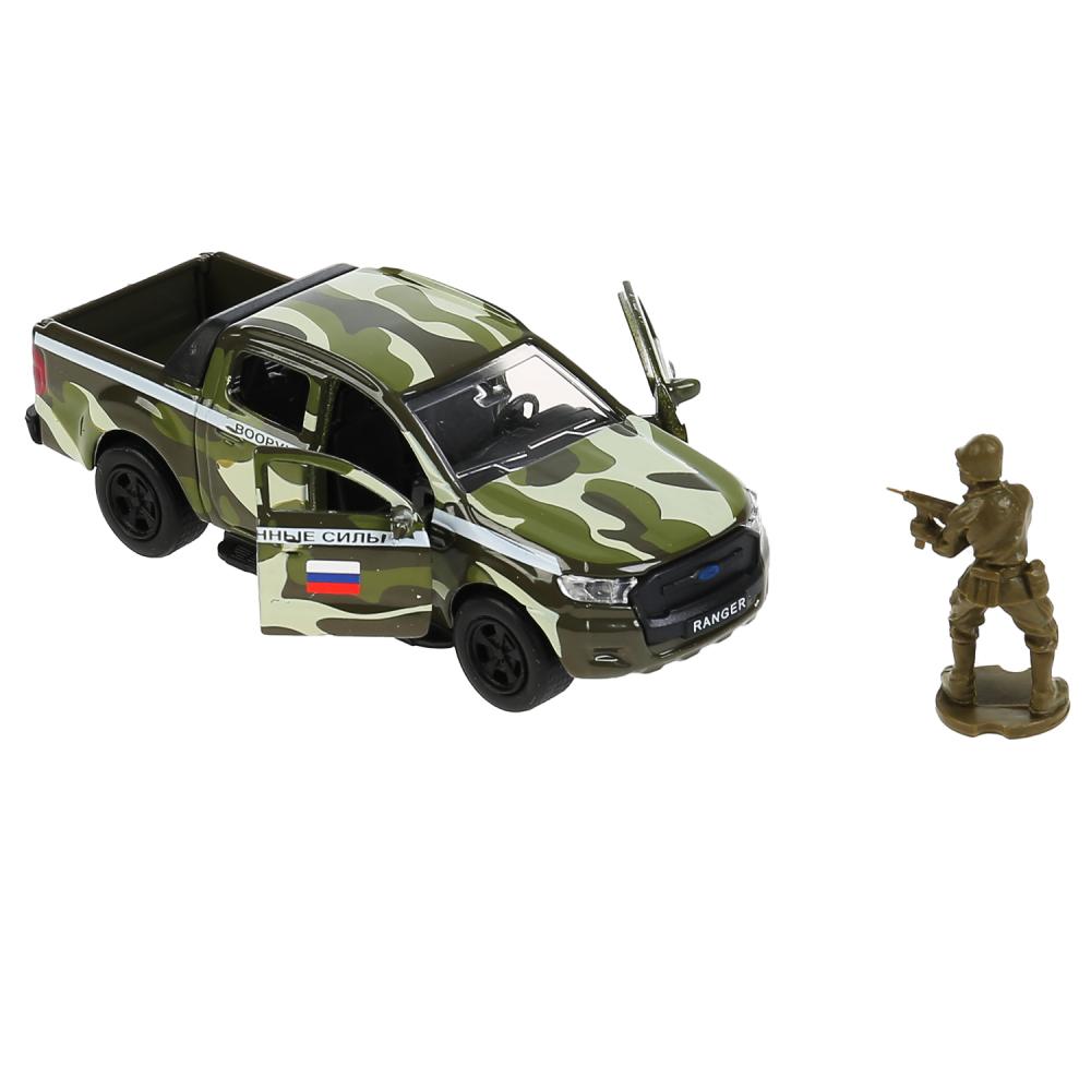 Машина Ford Ranger 12 см с солдатом 4,5 см двери и багажник открываются металлическая инерционная   