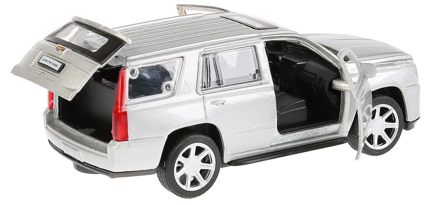 Машина металлическая Cadillac Escalade, серебристая, 12 см, открываются двери, инерционная  
