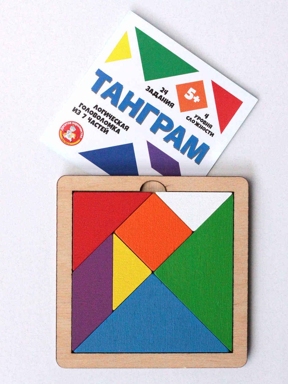 Игра головоломка деревянная – Танграм, цветная, малая  