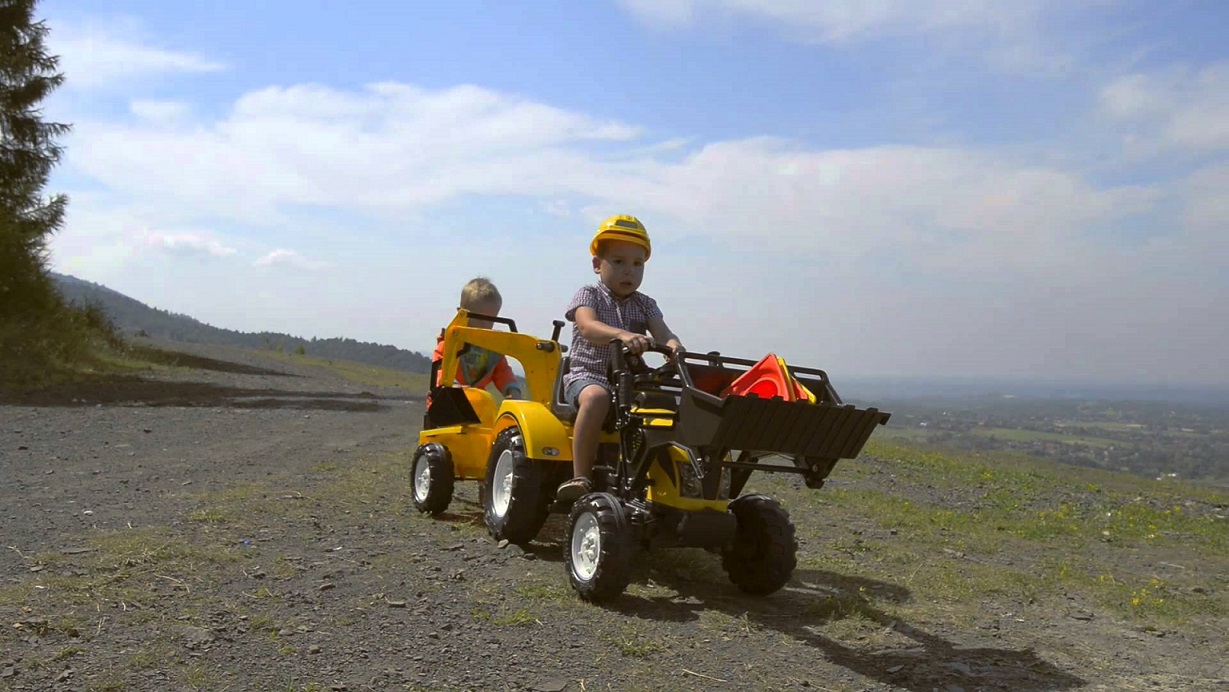 Трактор-экскаватор педальный с прицепом, желтый 201 см  