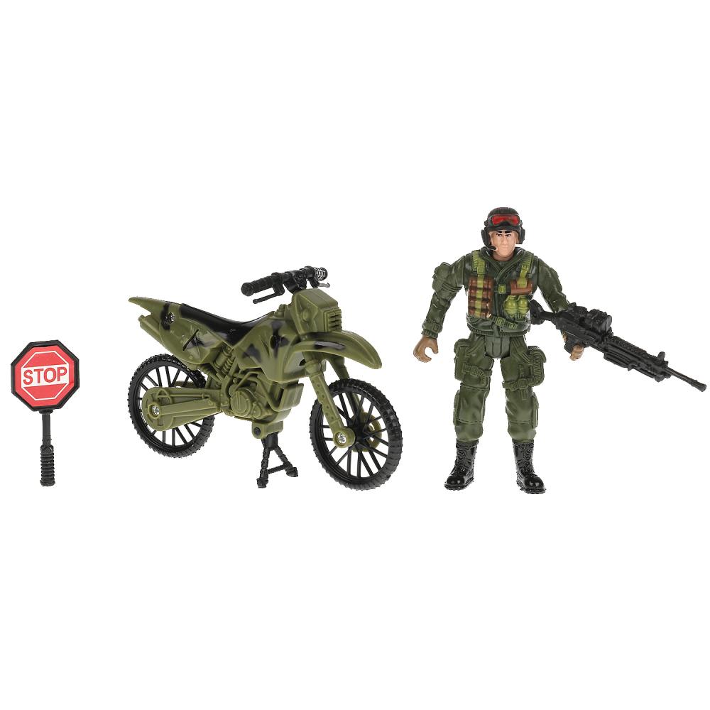 Набор солдатиков с оружием Военные с мотоциклом  