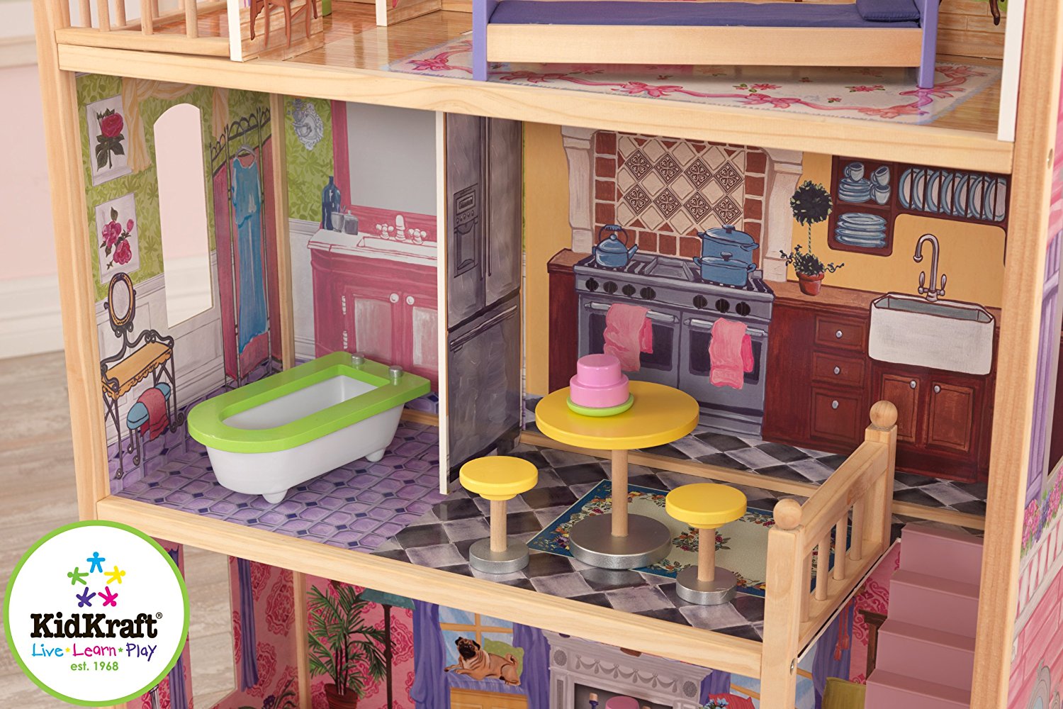 Домик из дерева - Kayla dollhouse – Кайла, для кукол 30 см, с мебелью 10 предметов  