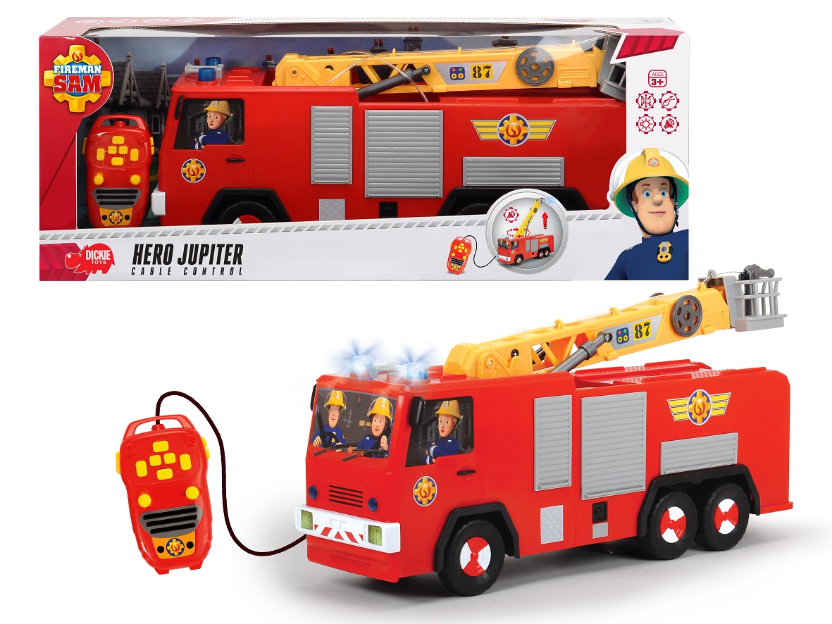 Машинка на д/у - Пожарный Сэм - Пожарная машина Юпитер со светом и звуком, 62 см  