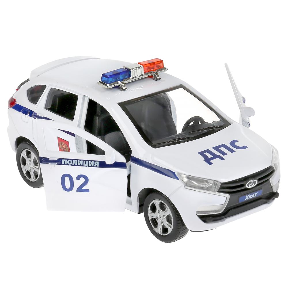 Машина металлическая Lada Xray Полиция 12 см, открываются двери, инерция, белая  