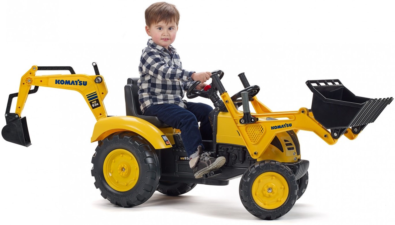 Трактор-экскаватор педальный, желтый, 185 см  