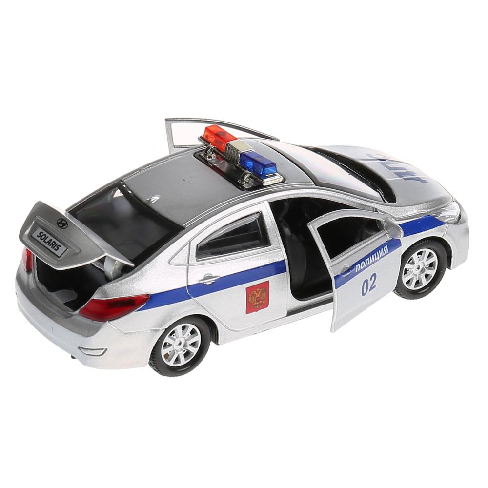 Машина металлическая Hyundai Solaris Полиция 12 см, открываются двери и багажник, инерционная  