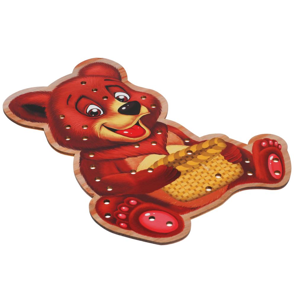 Деревянная игрушка-шнуровка Медведь  