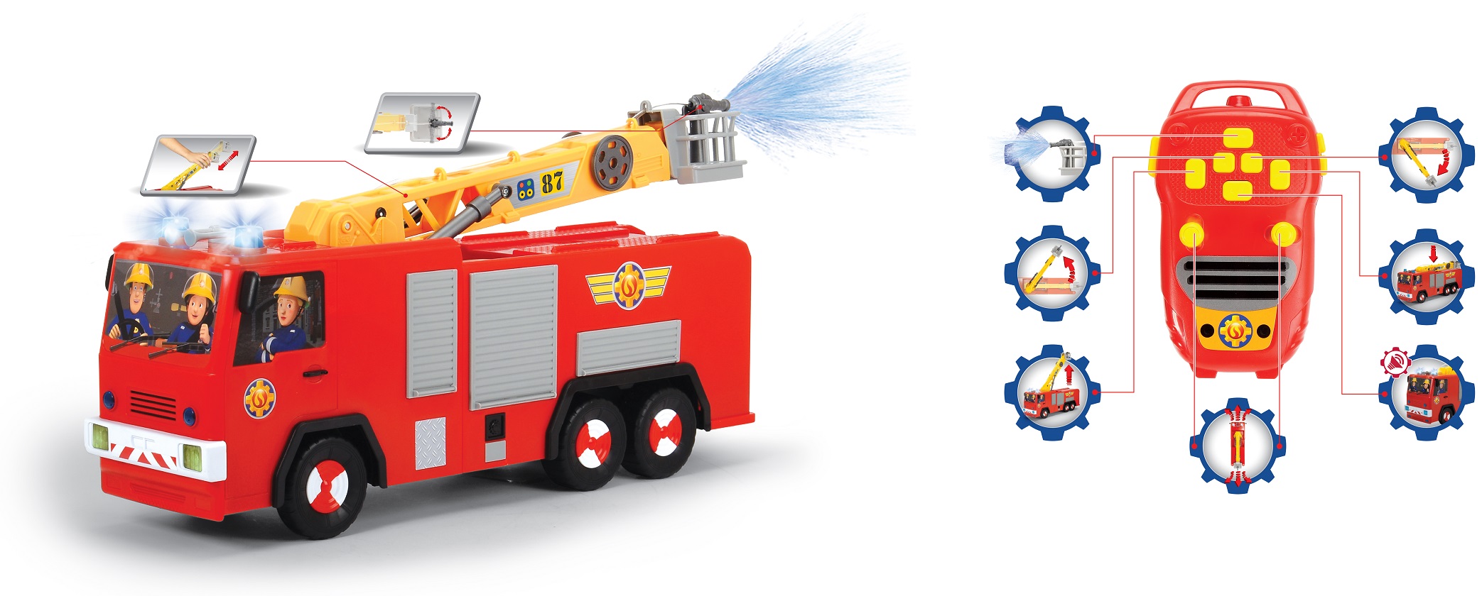 Машинка на д/у - Пожарный Сэм - Пожарная машина Юпитер со светом и звуком, 62 см  