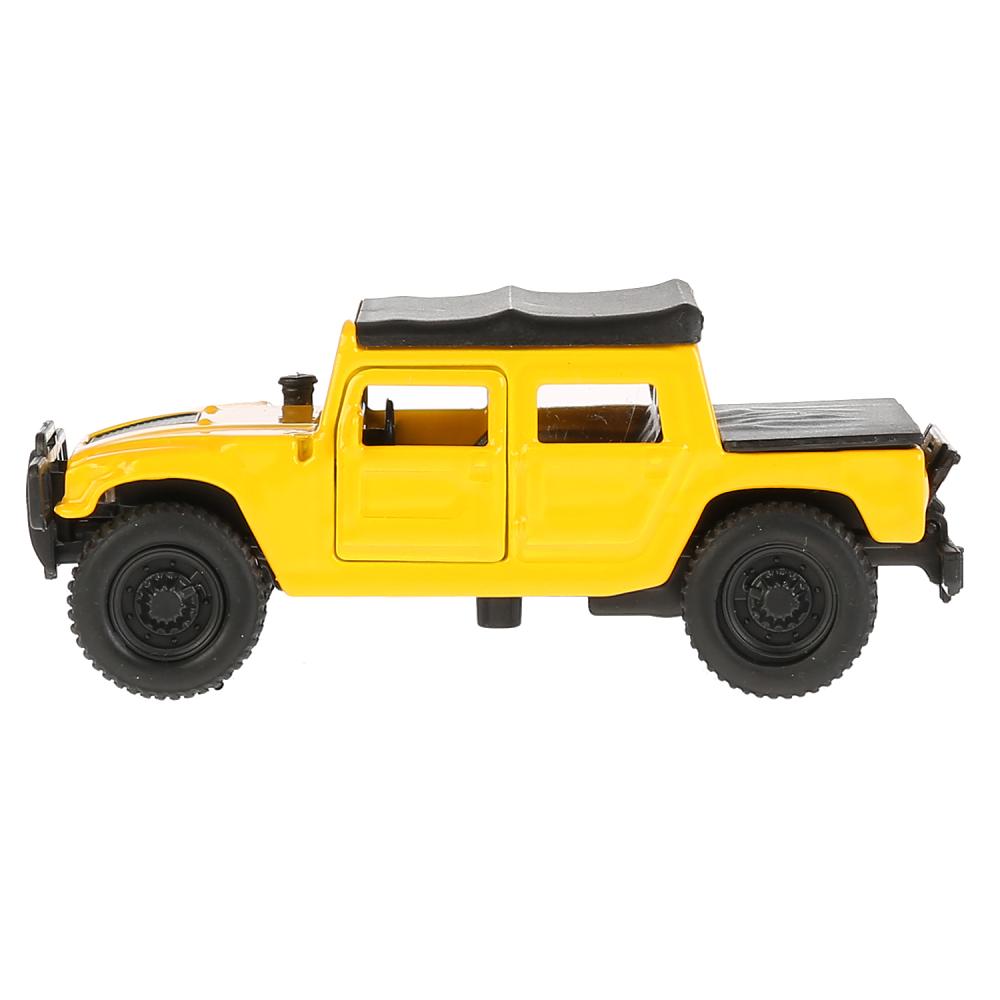 Модель Hummer H1 пикап, желтый, 12 см, открываются двери, инерционный -WB) 