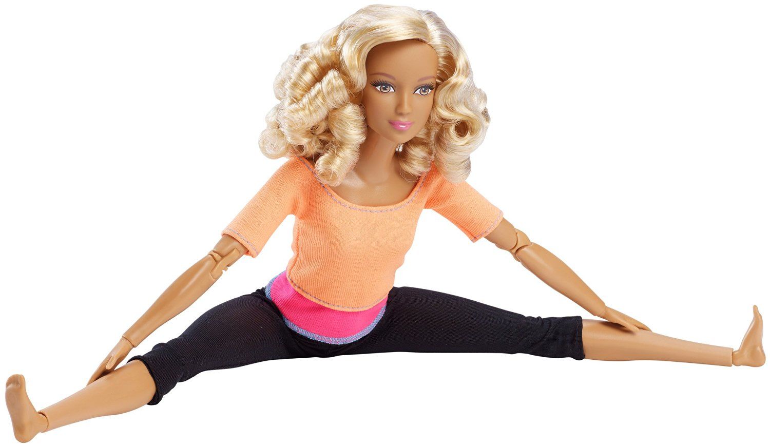 Кукла Барби - Безграничные движения - Кудрявая блондинка в оранжевом топе  