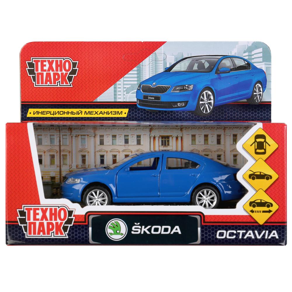 Машина металлическая Skoda Octavia, длина 12 см., открываются двери, инерционный, синий  
