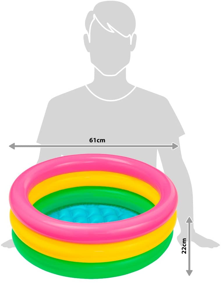 Бассейн детский – Радуга, 3 кольца с надувным полом  