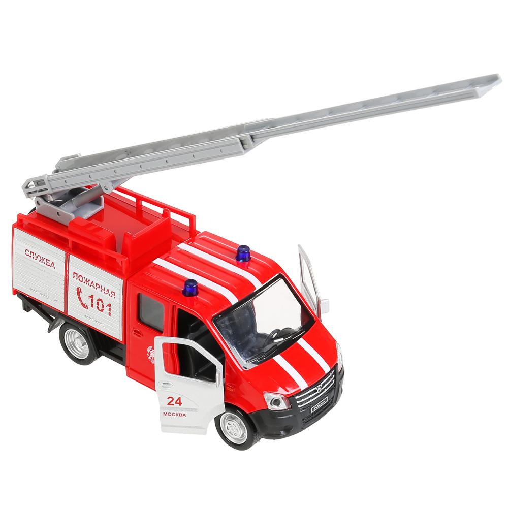 Фургон Газ - Газель Next пожарная, инерционный, открываются двери, красный, 15 см  