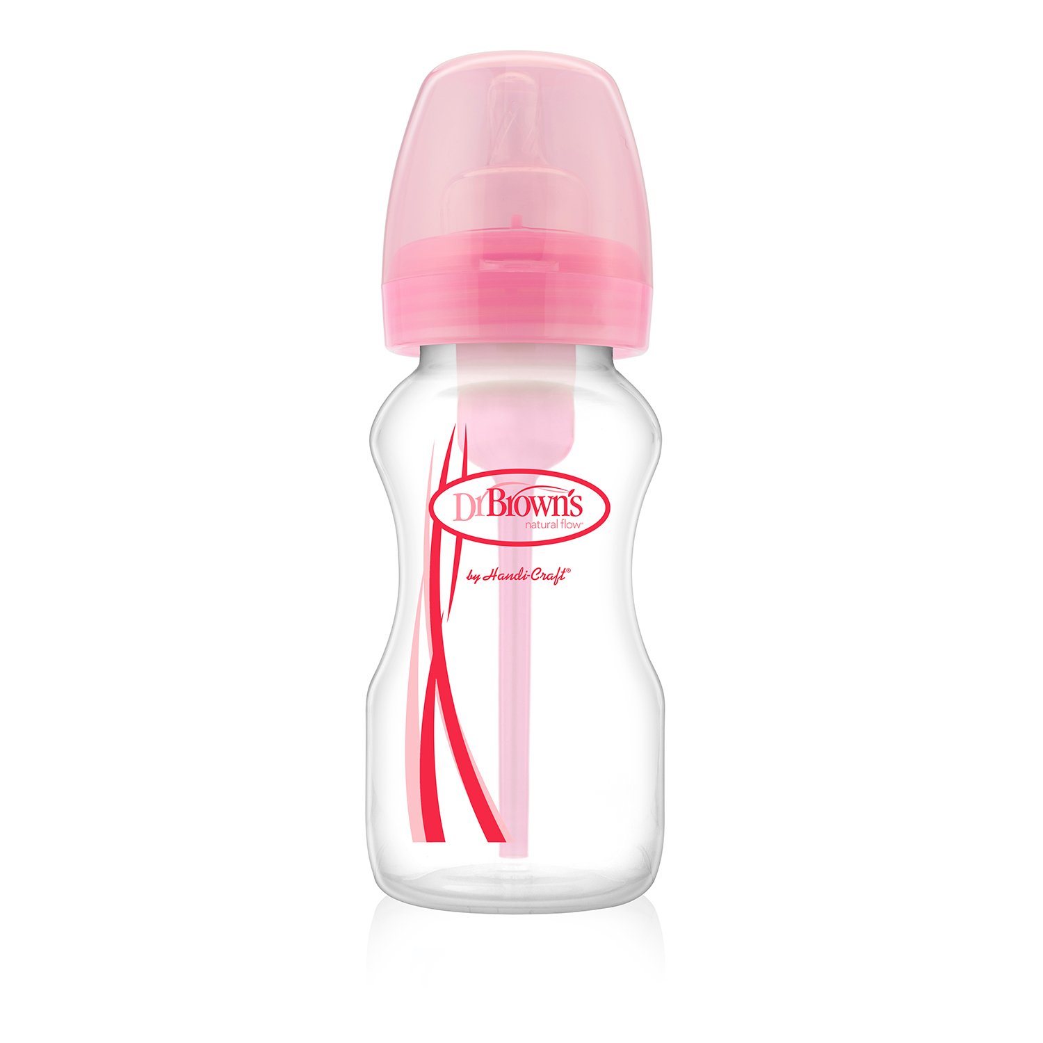 Набор из 4 противоколиковых бутылочек с широким горлышком, 270 мл, чашка-поильник, розовый  