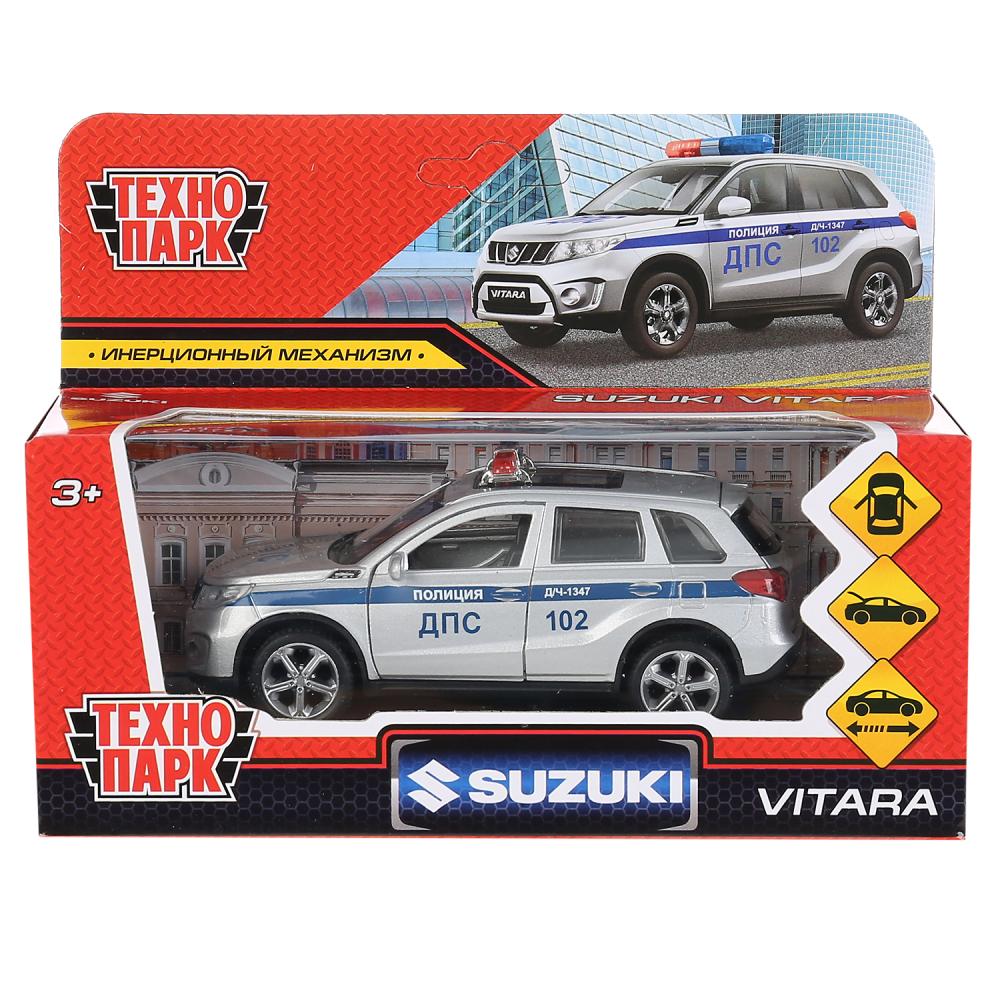Машина Полиция Suzuki Vitara 12 см серебристая двери и багажник открываются металлическая  