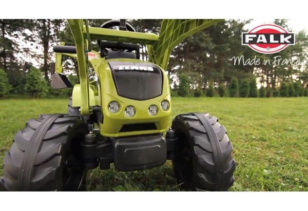 Трактор-экскаватор педальный с прицепом зеленый, 225 см.  