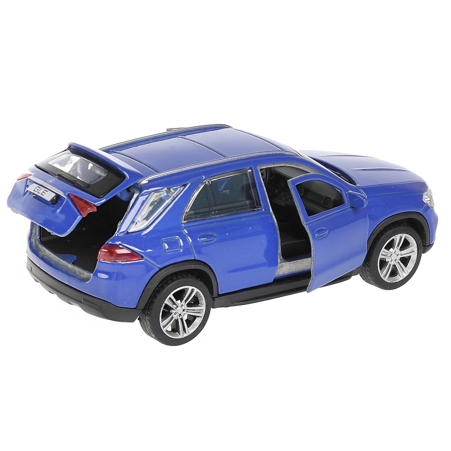 Модель Mercedes-Benz GLE 22018 12 см двери и багажник открываются инерционная металлическая синяя  