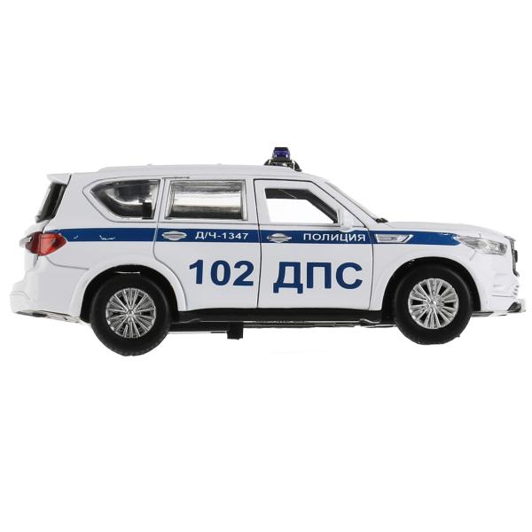 Машина Полиция Infiniti QX80 12,5 см двери и багажник открываются инерционная металлическая  