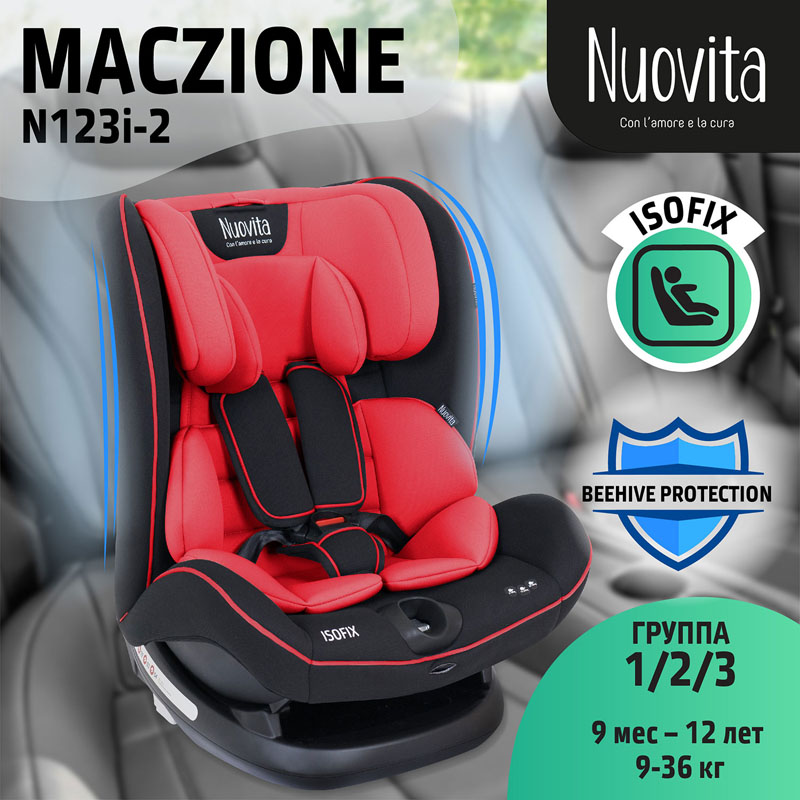 Автокресло Nuovita Maczione N123i-2, Rosso/Красный  
