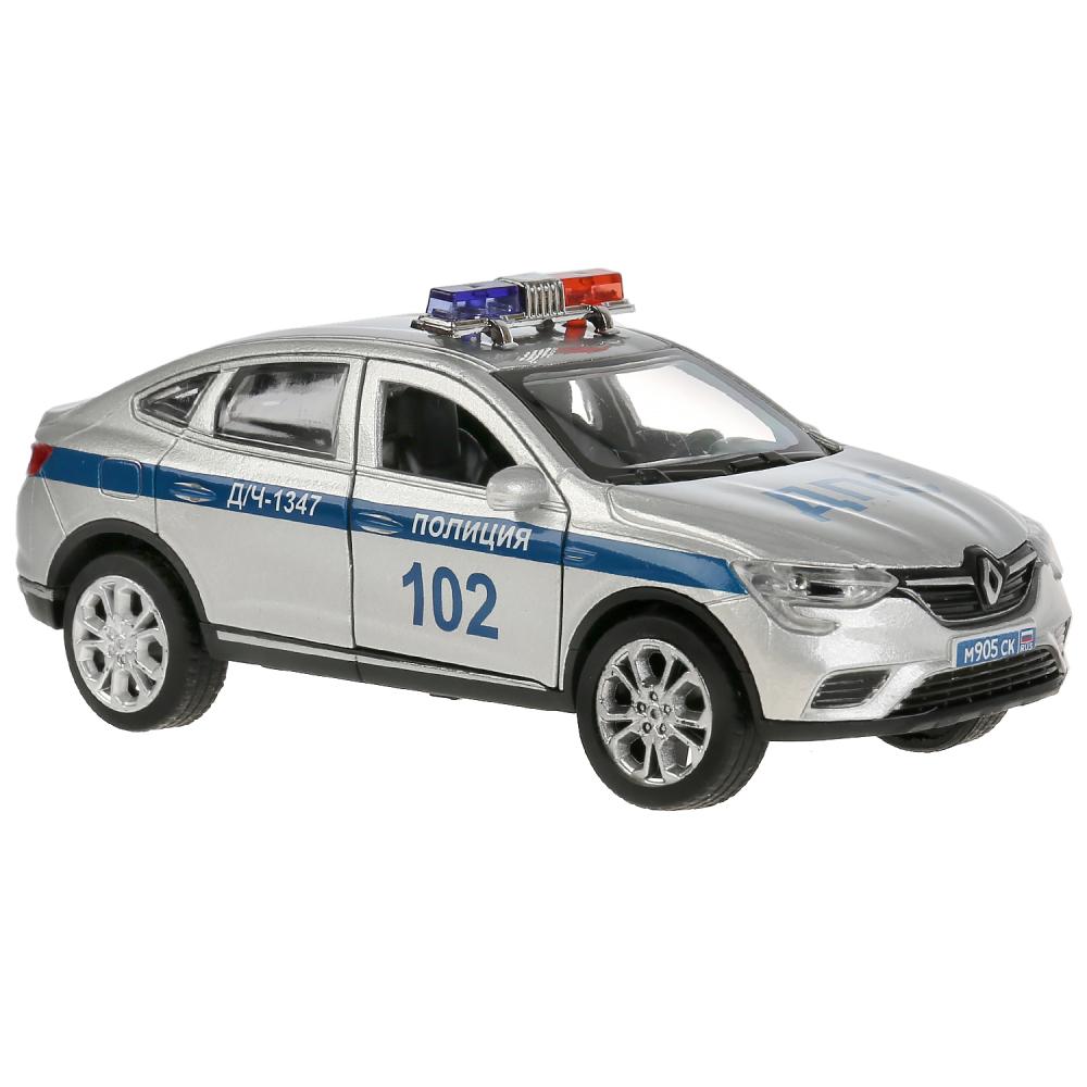 Машина Полиция Renault Arkana 12 см свет-звук двери и багажник открываются металлическая  