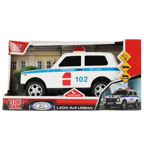 Модель Полиция Lada 4x4 Urban 19,5 см свет-звук 2 кнопки пластиковая инерционная  