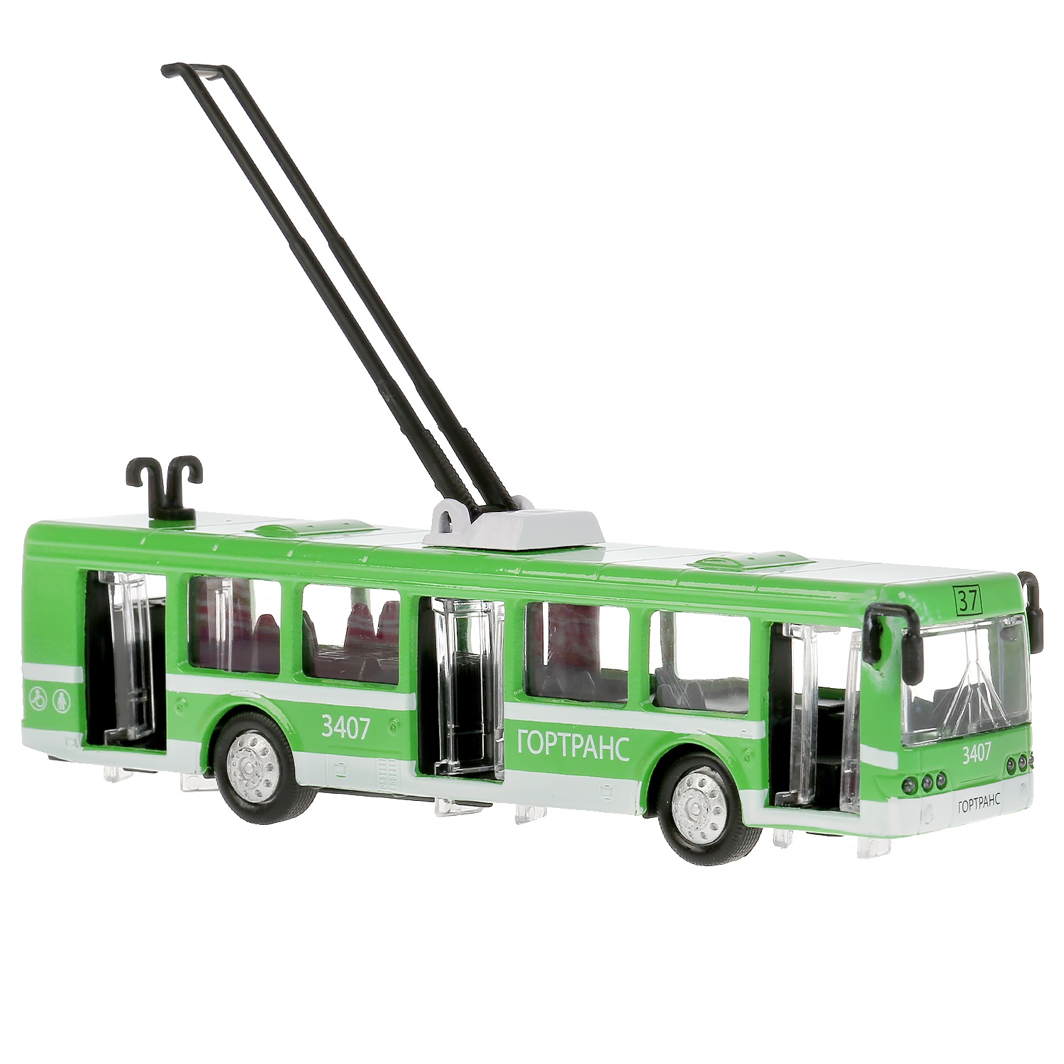 Модель Троллейбус 16,5 см двери открываются инерционная металлическая  