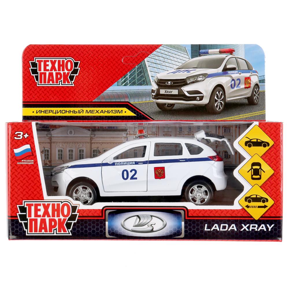 Машина металлическая Lada Xray Полиция 12 см, открываются двери, инерция, белая  