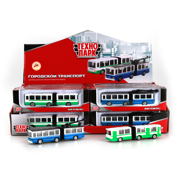 Коллекционная металлическая модель - Автобус/Троллейбус с резинкой 12 см   