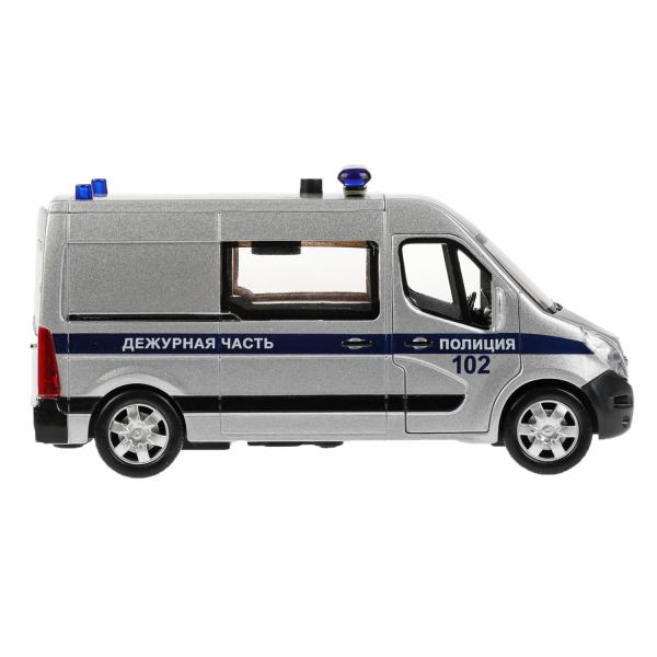 Модель Полиция Renault Master свет-звук 14 см двери открываются металлическая  