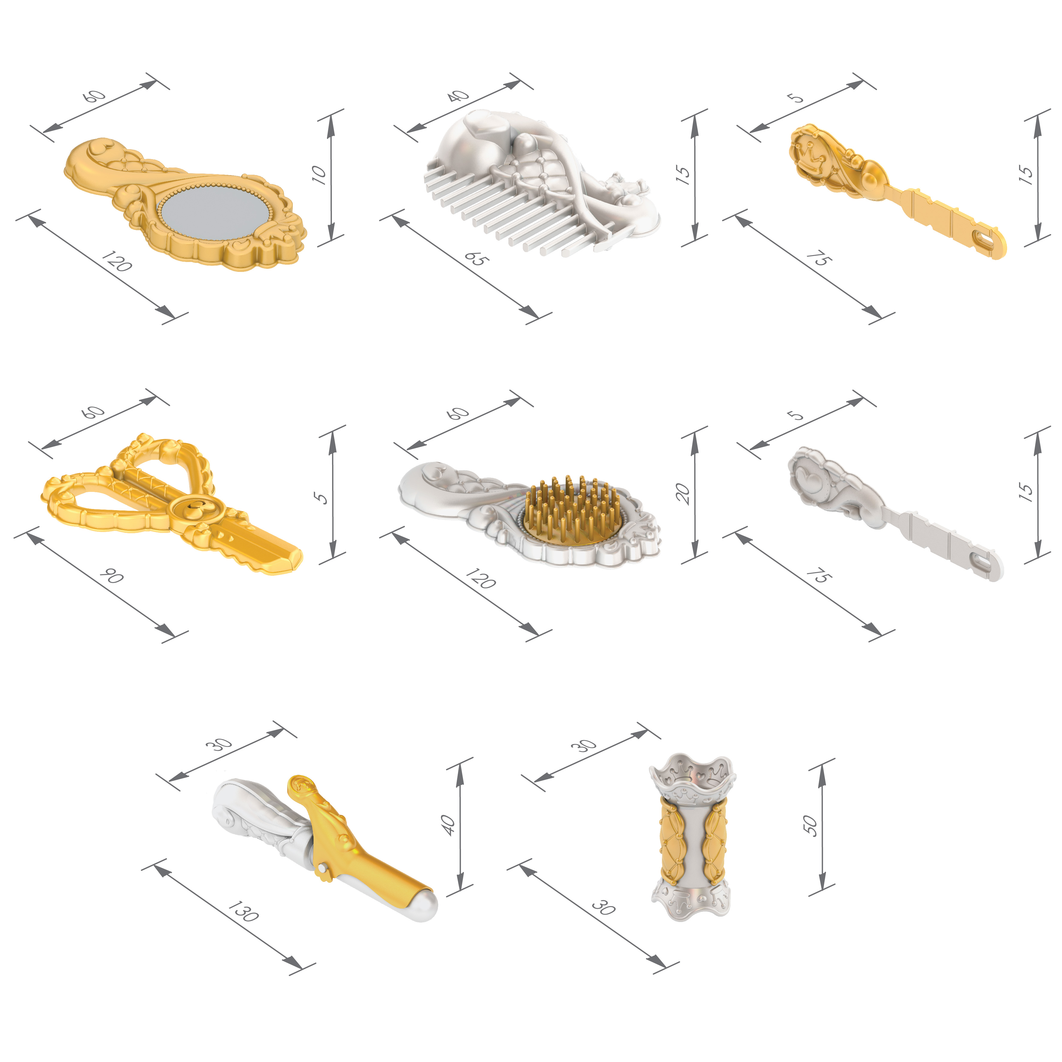 Парикмахерский набор – Золото, 9 предметов  