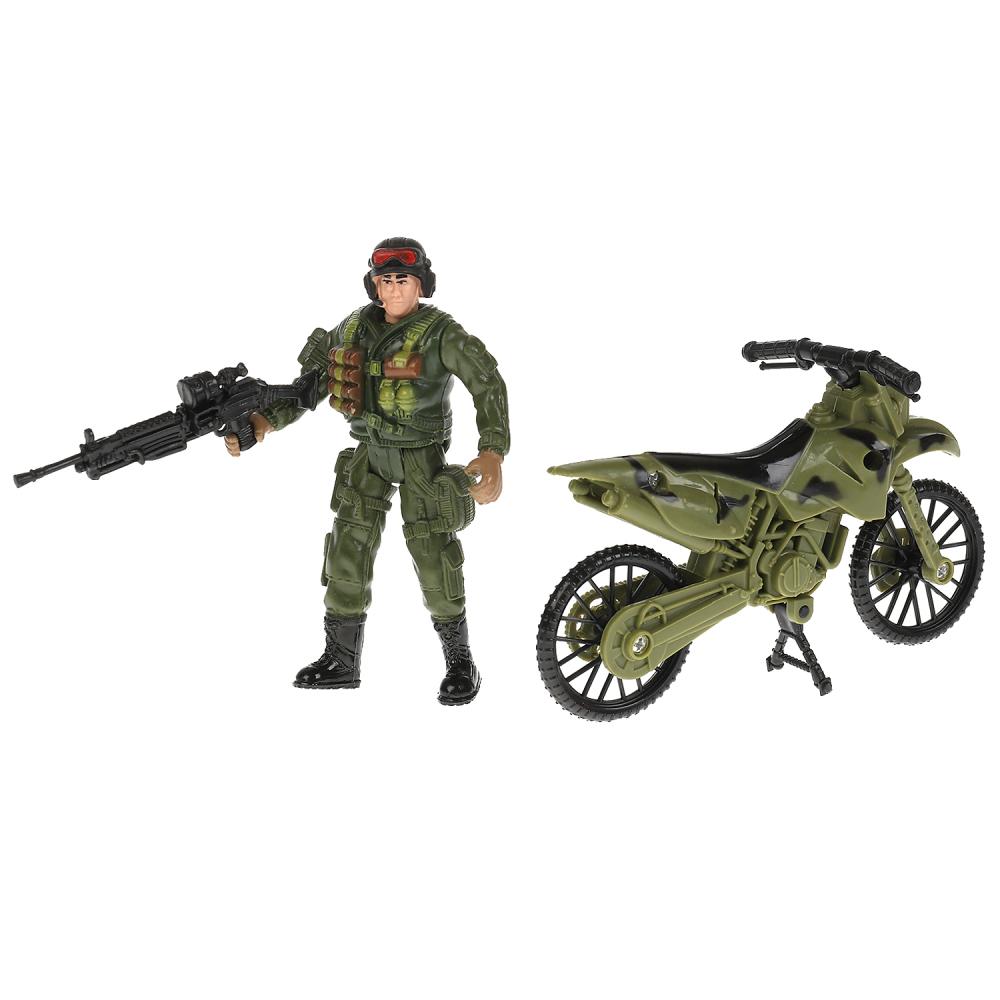 Набор солдатиков с оружием Военные с мотоциклом  