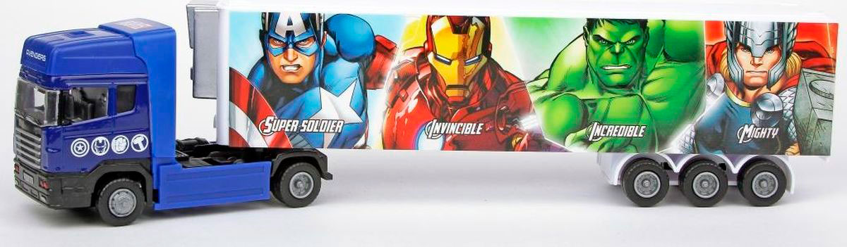 Машинка Мстители - тягач с полуприцепом, Avengers, Marvel, 1:48  