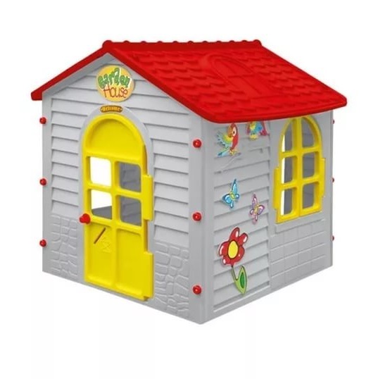 Детский малый игровой домик, фиолетовый с красной крышей