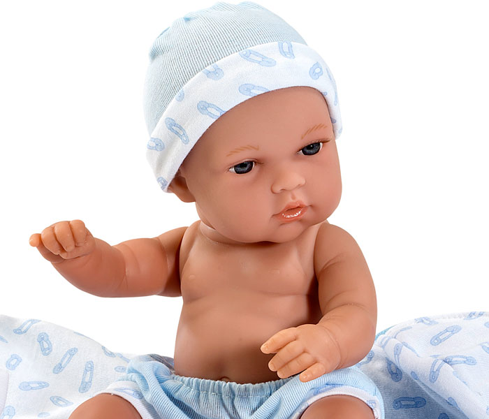 Виниловая кукла Elegance с одеждой, пинетками, голубым одеяльцем, 33 см  