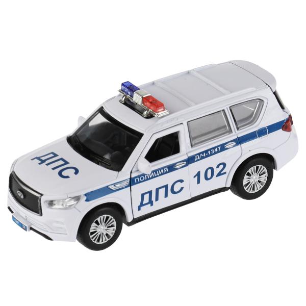 Машина Полиция Infiniti QX80 12,5 см двери и багажник открываются инерционная металлическая  