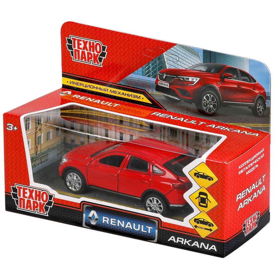 Модель Renault Arcana 12 см двери и багажник открываются инерционная металлическая красная  