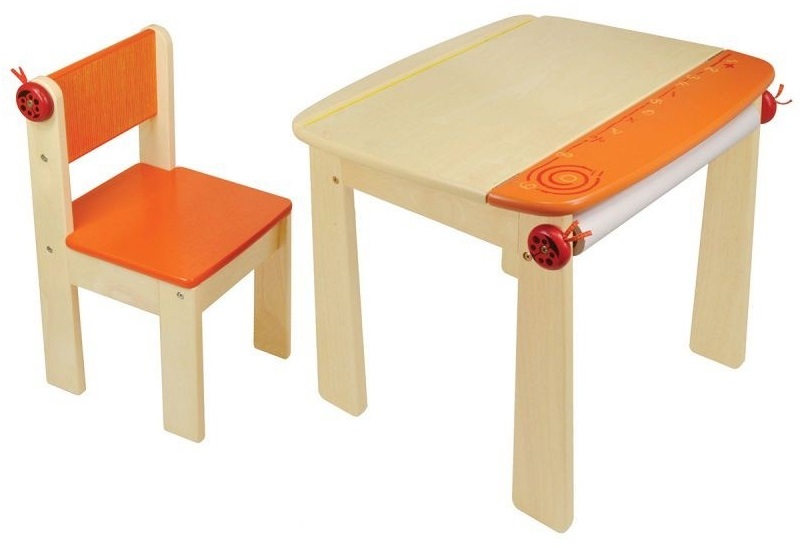 I'm Toy Стол для рисования с держателем для рулона бумаги и контейнером, оранжевый  