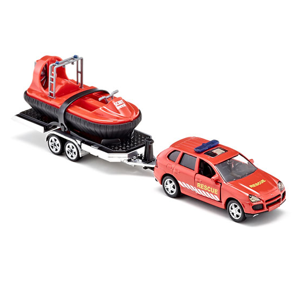 Игрушечная модель - Автомобиль и прицеп с лодкой на воздушной подушке, 1:55  