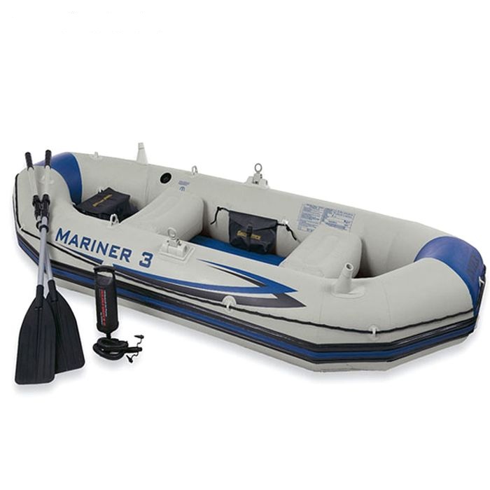 Надувная лодка – Mariner 3, алюминиевые весла, ручной насос, 2 подушки, до 300 кг  