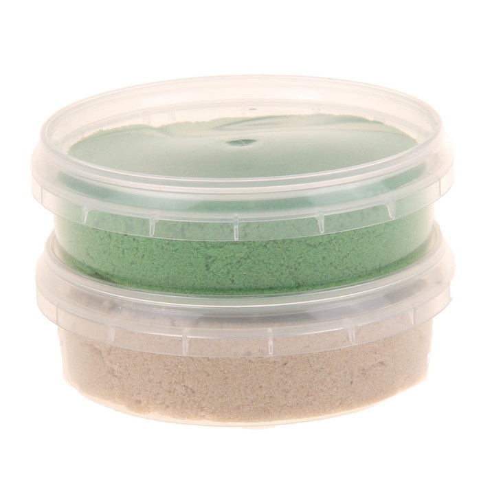 Набор Космический песок пластичный Микс 2 цветов: классический и зеленый, с формочкой  