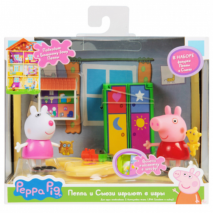 Игровой набор Peppa Pig – Пеппа и Сьюзи играют в игры, 5 предметов, свет  