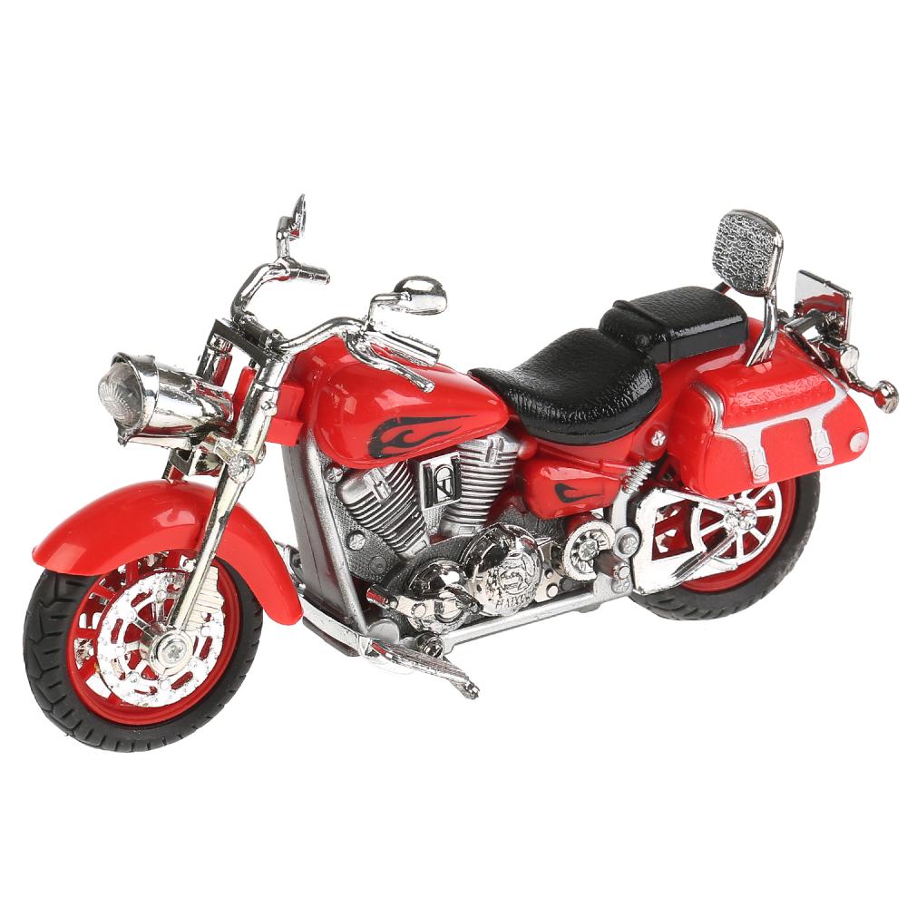Мотоцикл металлический Крузер 14,5 см, свет, звук, выдвижная подножка, вращается руль   