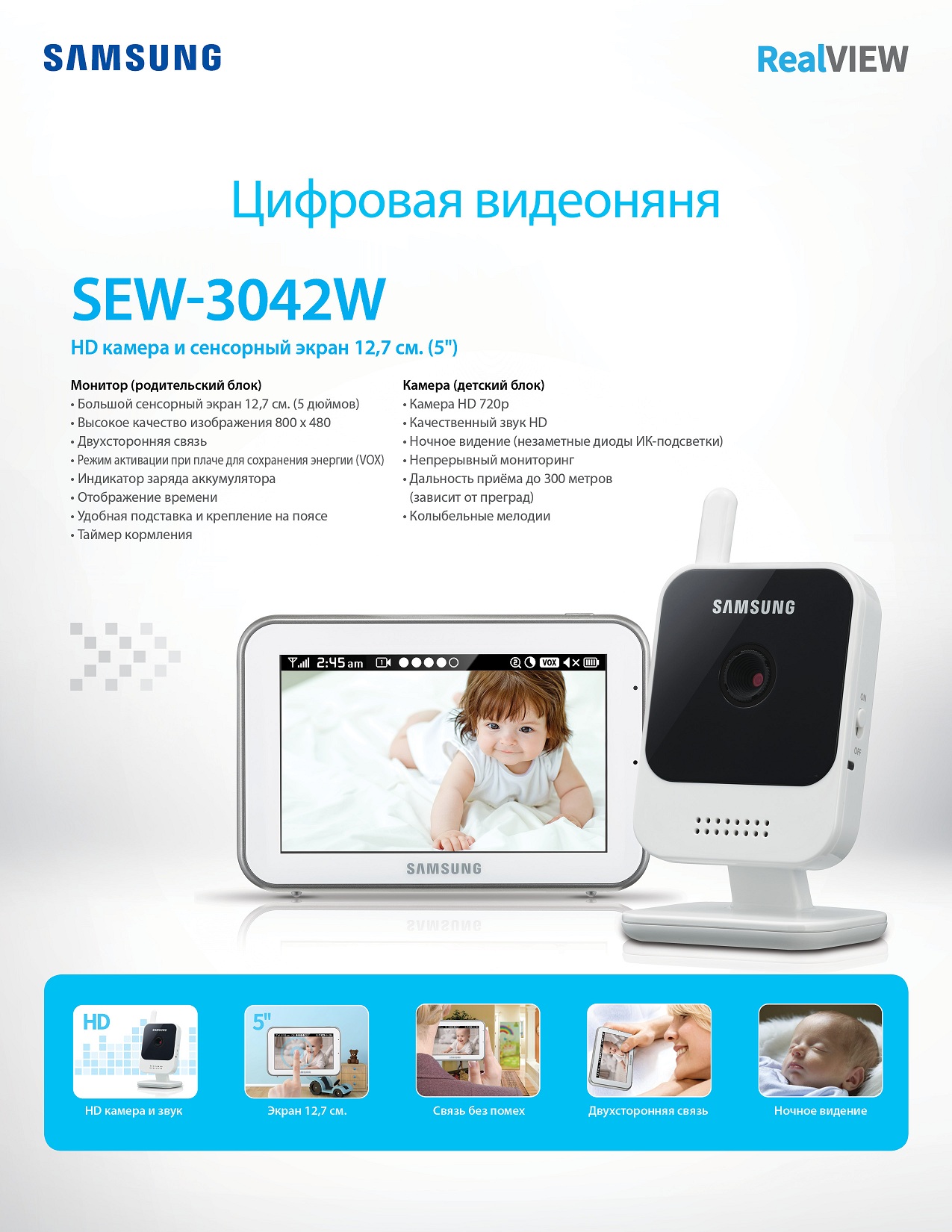 Видеоняня Samsung SEW-3042WP 