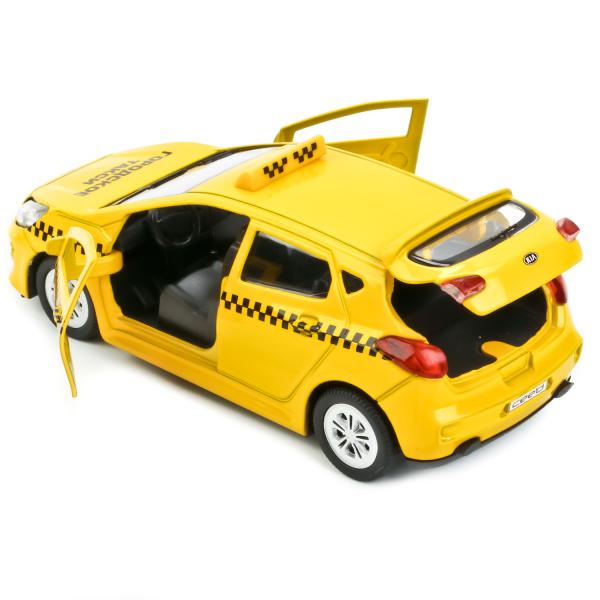Металлическая инерционная машина – Kia Ceed Такси, 12 см, открывающиеся двери и багажник  