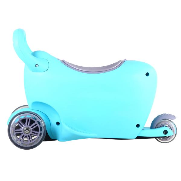 Трехколесный самокат 3 в 1 с ящиком для игрушек, колеса 12 и 8 см, голубой  