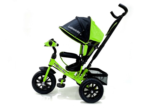 Велосипед 3 колесный – Lexus trike, цвет зеленый, надувные колеса 12 и 10 дюйм, светомузыкальная панель  